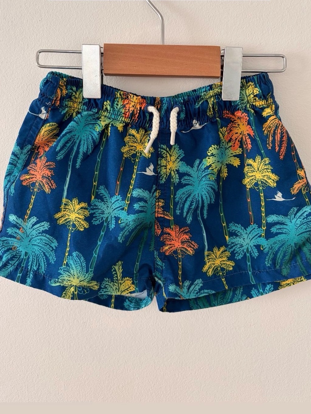 Zara Men’s Navy Blue Palm-Print Hybrid Shorts
